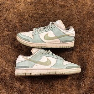Nike Women's Light Green and White Sneakers